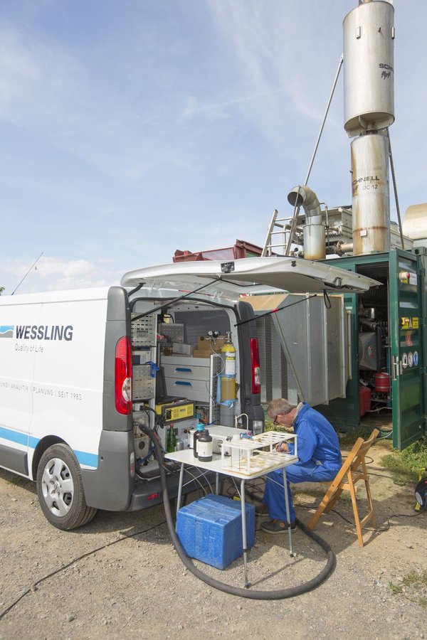 Emissionsmessung an einem Biogasmotor